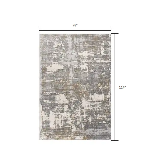 Beige and Gray Distressed Area Rug Photo 2