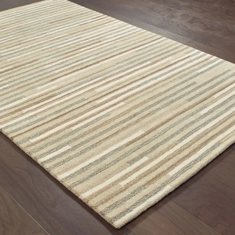 Beige and Gray Eclectic Lines Area Rug Photo 3