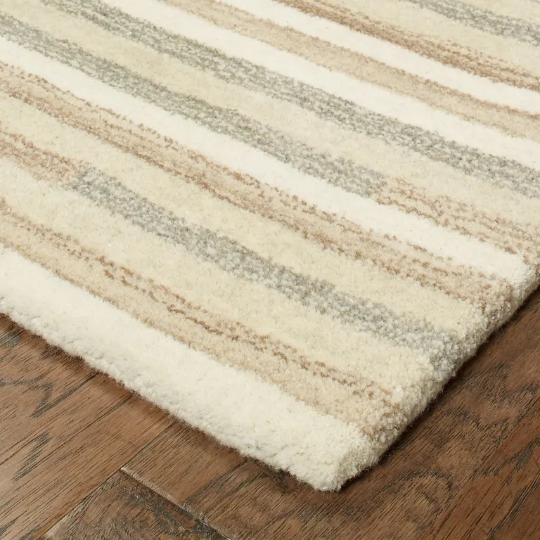 Beige and Gray Eclectic LinesRunner Rug Photo 2