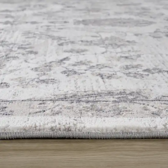 Beige and Gray Floral Distressed Area Rug Photo 9