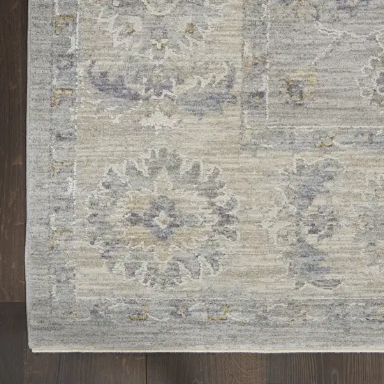 Beige and Gray Floral Medallion Power Loom Area Rug Photo 4