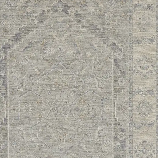 Beige and Gray Floral Medallion Power Loom Area Rug Photo 6