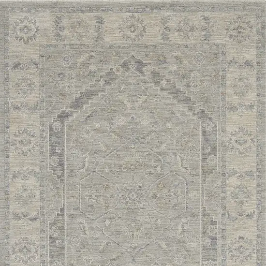 Beige and Gray Floral Medallion Power Loom Area Rug Photo 7