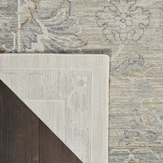 Beige and Gray Floral Power Loom Area Rug Photo 5