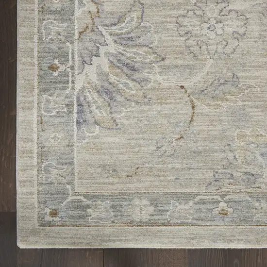 Beige and Gray Floral Power Loom Area Rug Photo 4