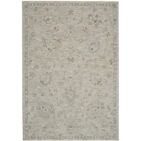 Beige and Gray Floral Power Loom Area Rug Photo 2