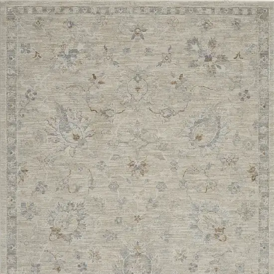 Beige and Gray Floral Power Loom Area Rug Photo 8