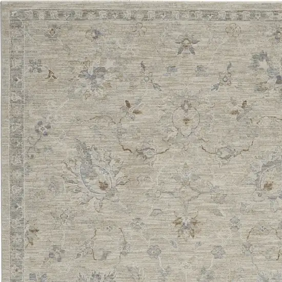 Beige and Gray Floral Power Loom Area Rug Photo 7