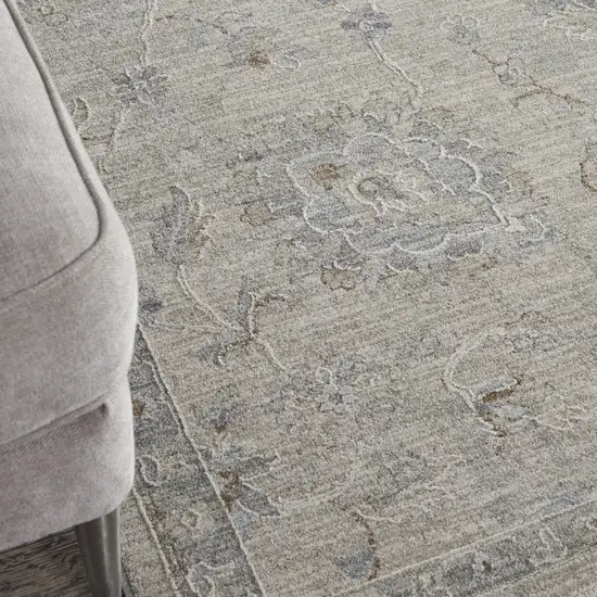 Beige and Gray Floral Power Loom Area Rug Photo 6