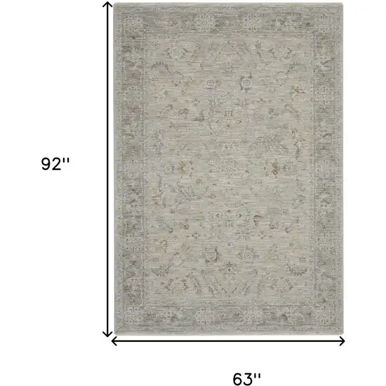 Beige and Gray Floral Power Loom Area Rug Photo 3