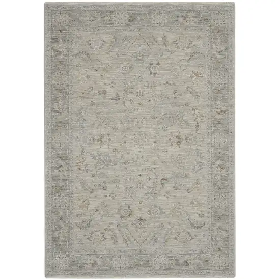 Beige and Gray Floral Power Loom Area Rug Photo 2