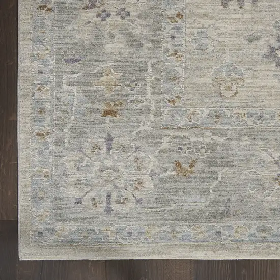 Beige and Gray Floral Power Loom Area Rug Photo 4