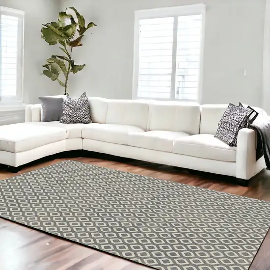 Beige and Gray Geometric Area Rug Photo 1