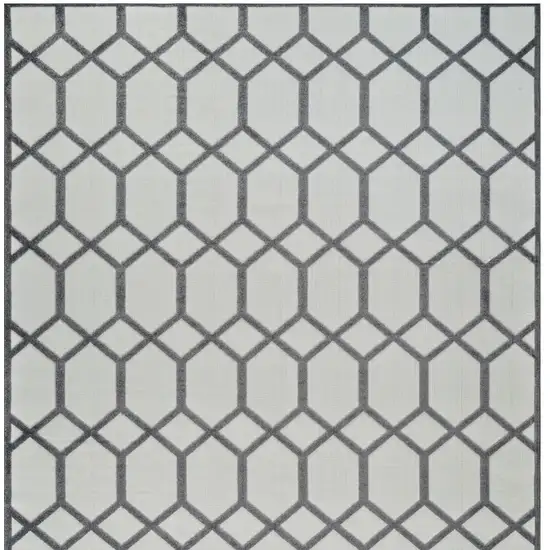 Beige and Gray Geometric Distressed Indoor Outdoor Area Rug Photo 4