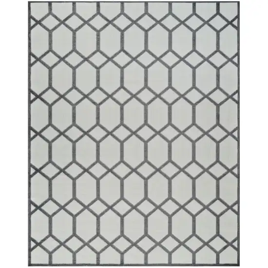 Beige and Gray Geometric Distressed Indoor Outdoor Area Rug Photo 2