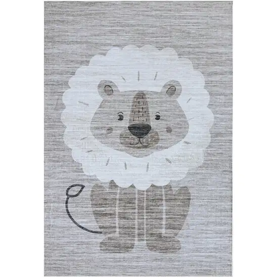 Beige and Gray Juvenile Animals Youthful Area Rug Photo 2