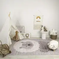 Photo of Beige and Gray Juvenile Animals Youthful Area Rug