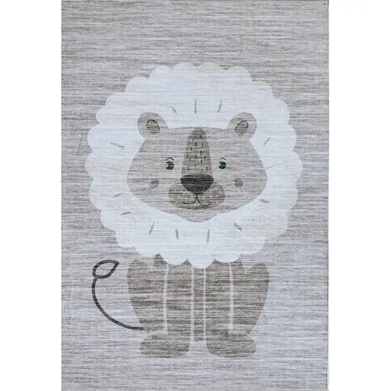 Beige and Gray Juvenile Animals Youthful Area Rug Photo 2