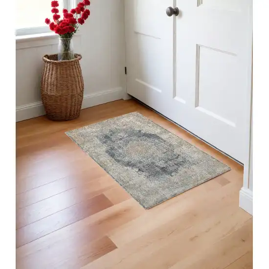 Beige and Gray Medallion Area Rug Photo 1