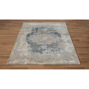 Photo of Beige and Gray Medallion Area Rug