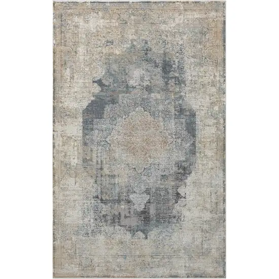 Beige and Gray Medallion Area Rug Photo 9