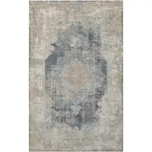 Photo of Beige and Gray Medallion Area Rug