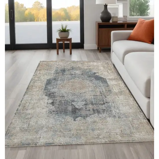 Beige and Gray Medallion Area Rug Photo 1