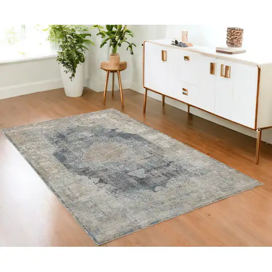 Beige and Gray Medallion Area Rug Photo 1