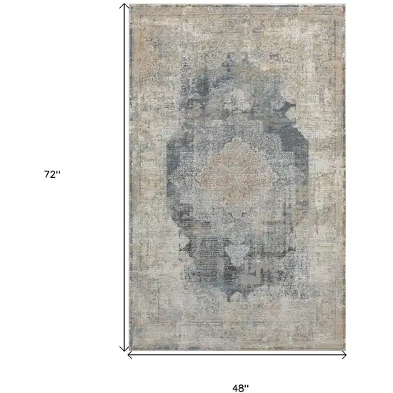 Beige and Gray Medallion Area Rug Photo 3