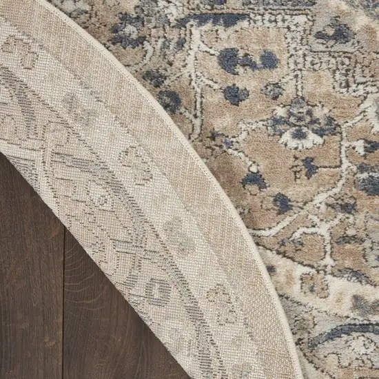 Beige and Gray Medallion Power Loom Distressed Area Rug Photo 6