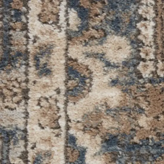 Beige and Gray Medallion Power Loom Distressed Runner Rug Photo 4