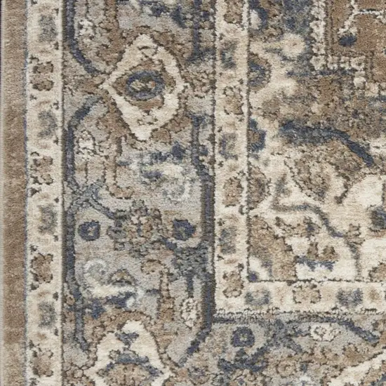 Beige and Gray Medallion Power Loom Distressed Runner Rug Photo 6