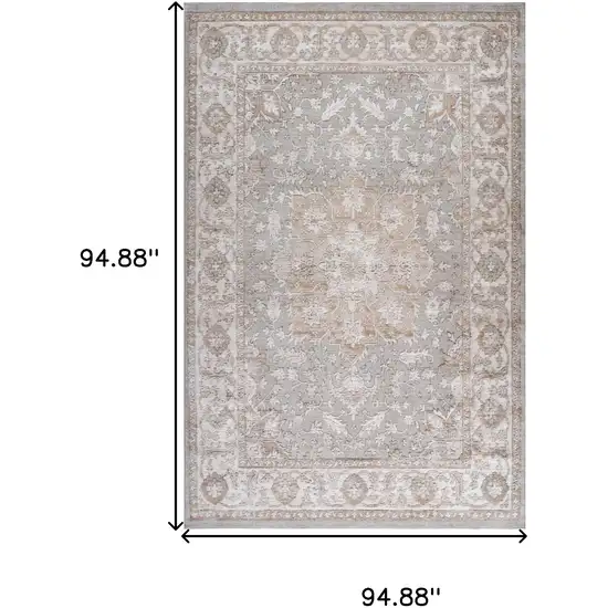 Beige and Gray Oriental Distressed Area Rug Photo 3