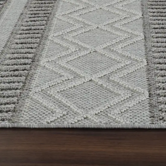 Beige and Gray Striped Distressed Indoor Outdoor Area Rug Photo 4