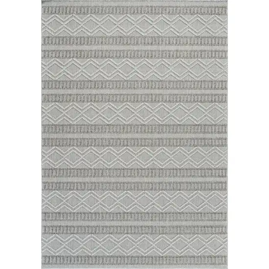 Beige and Gray Striped Distressed Indoor Outdoor Area Rug Photo 2