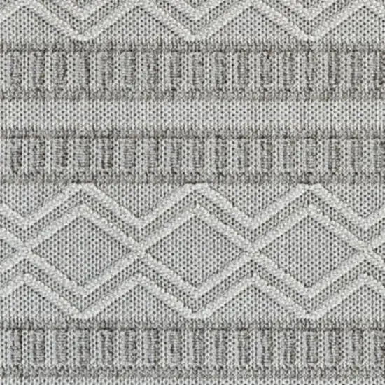 Beige and Gray Striped Distressed Indoor Outdoor Area Rug Photo 6