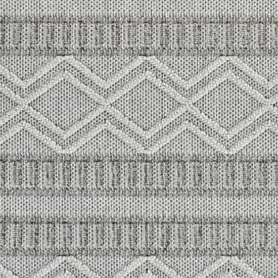 Beige and Gray Striped Distressed Indoor Outdoor Area Rug Photo 6