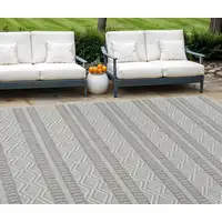 Photo of Beige and Gray Striped Distressed Indoor Outdoor Area Rug