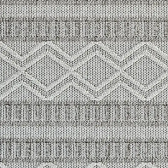 Beige and Gray Striped Distressed Indoor Outdoor Area Rug Photo 4