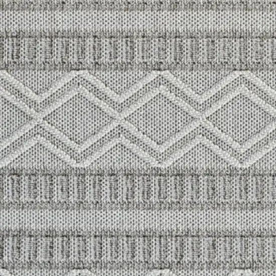 Beige and Gray Striped Distressed Indoor Outdoor Area Rug Photo 4