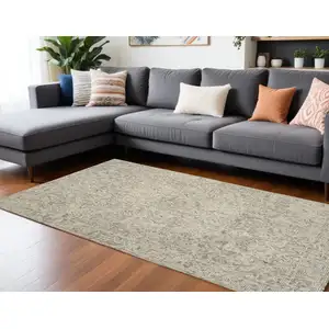 Photo of Beige and Gray Wool Abstract Geometric Area Rug