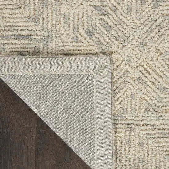 Beige and Gray Wool Abstract Geometric Area Rug Photo 5