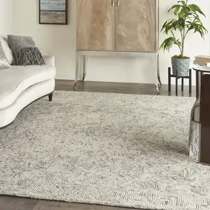 Photo of Beige and Gray Wool Abstract Geometric Area Rug