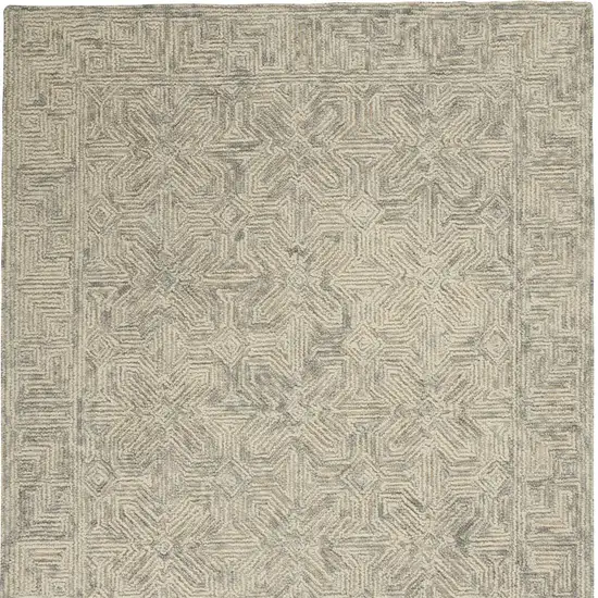 Beige and Gray Wool Abstract Geometric Area Rug Photo 7