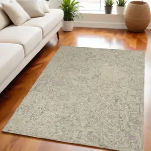 Photo of Beige and Gray Wool Abstract Geometric Area Rug