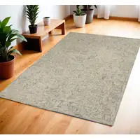 Photo of Beige and Gray Wool Abstract Geometric Area Rug