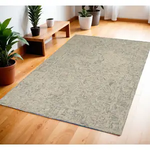 Photo of Beige and Gray Wool Abstract Geometric Area Rug