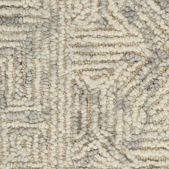 Beige and Gray Wool Abstract Geometric Area Rug Photo 9