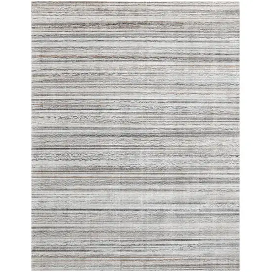 Beige and Gray Wool Blend Abstract Lines Hand Loomed Area Rug Photo 2