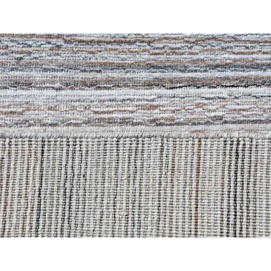 Beige and Gray Wool Blend Abstract Lines Hand Loomed Area Rug Photo 8